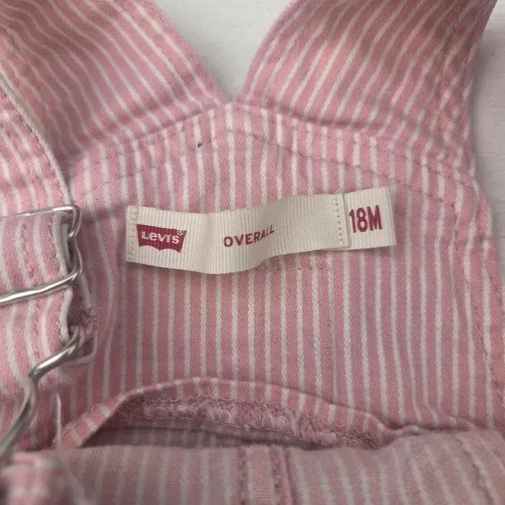 Levi Strauss Co Kids Overalls Size 18M Pink White Striped